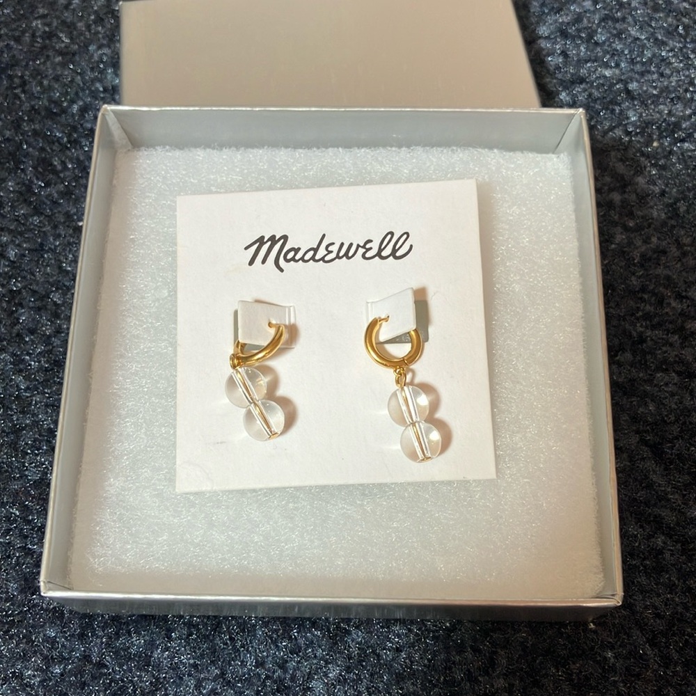 NWT Earrings from Madewell. Clear with gold hoops. - Picture 1 of 2